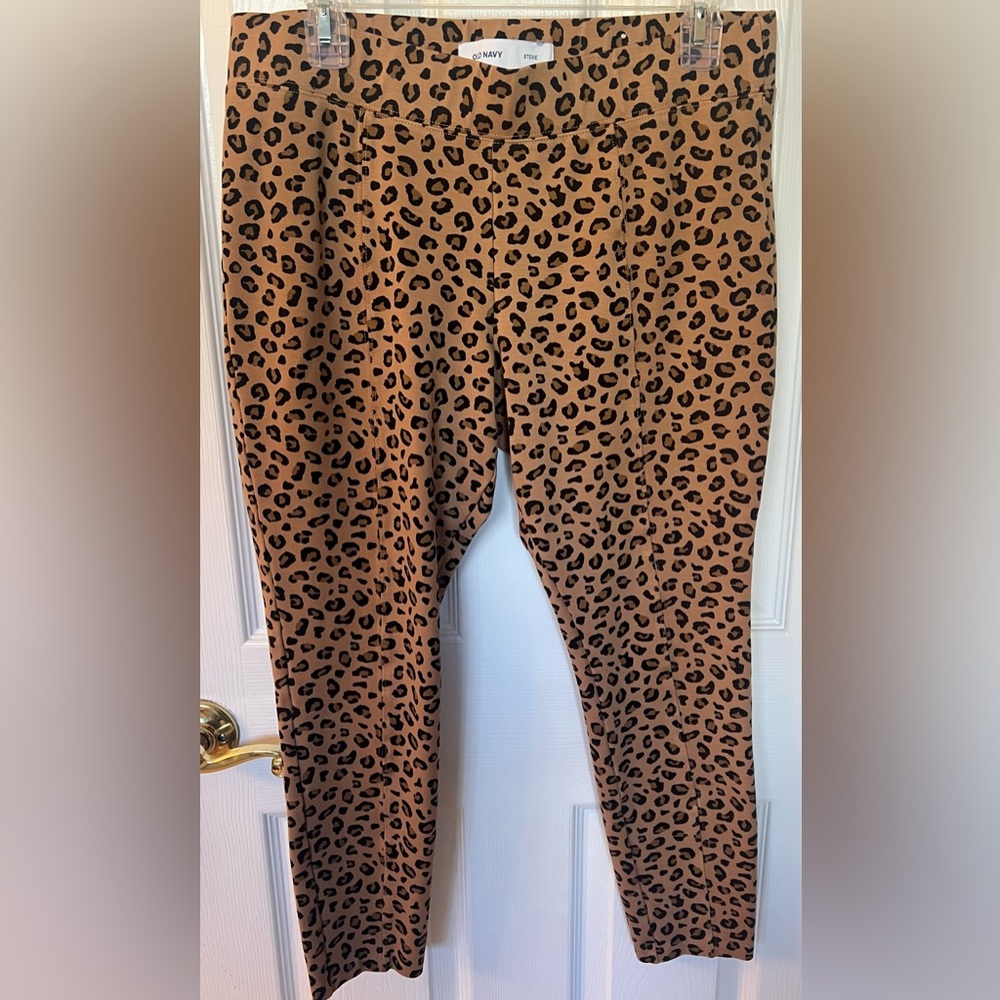 NWOT Old Navy Stevie Womens Sz L Brown Tan Leopard Print Leggings Skinny Fit